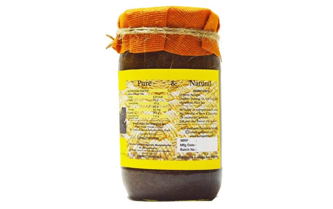 Auroganics Classic Spicy Sesame Butter    Glass Jar  350 grams